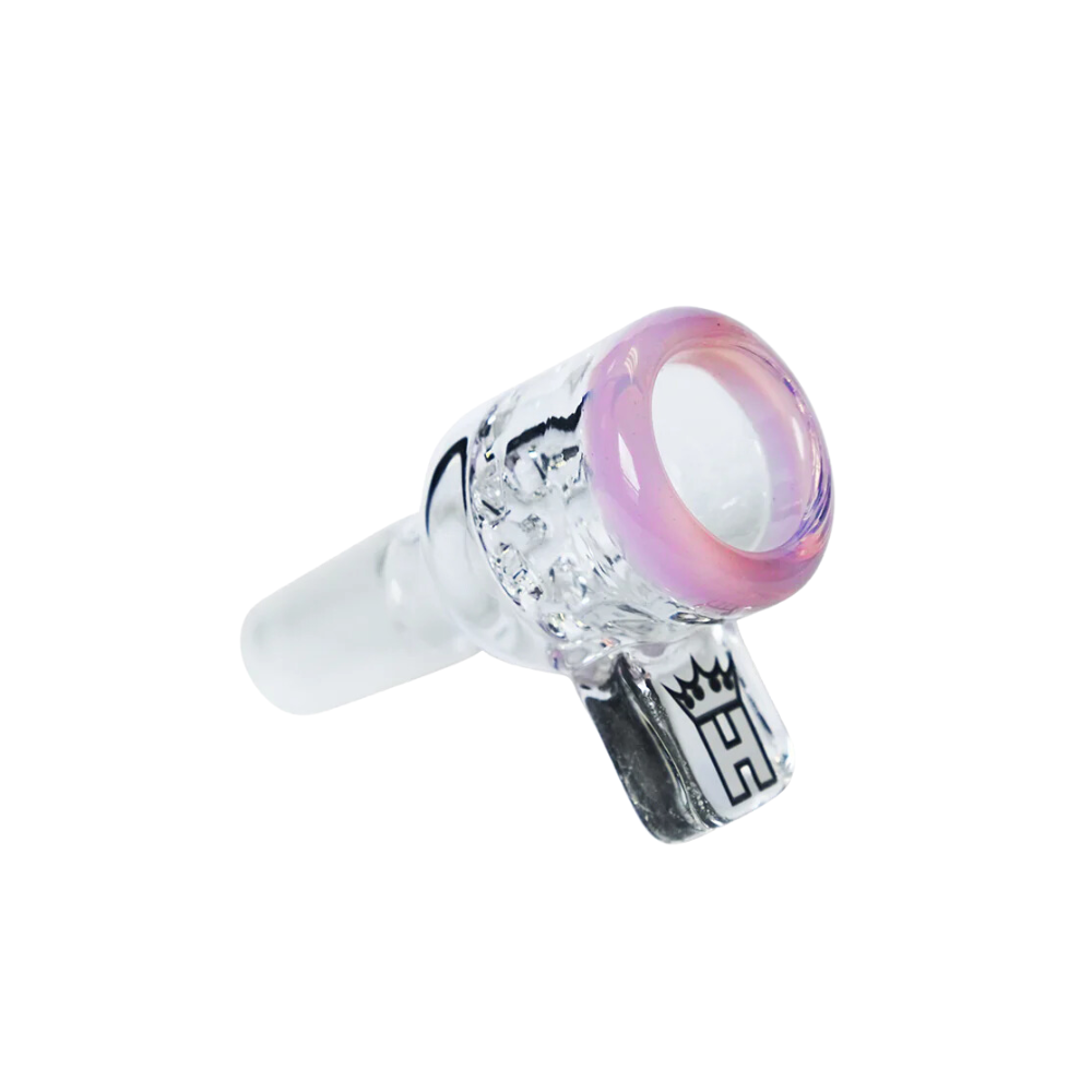 [YX105-19 MILK PINK] Hoss Glass 19mm Screen Bowl with Color Accents (Milk Pink)