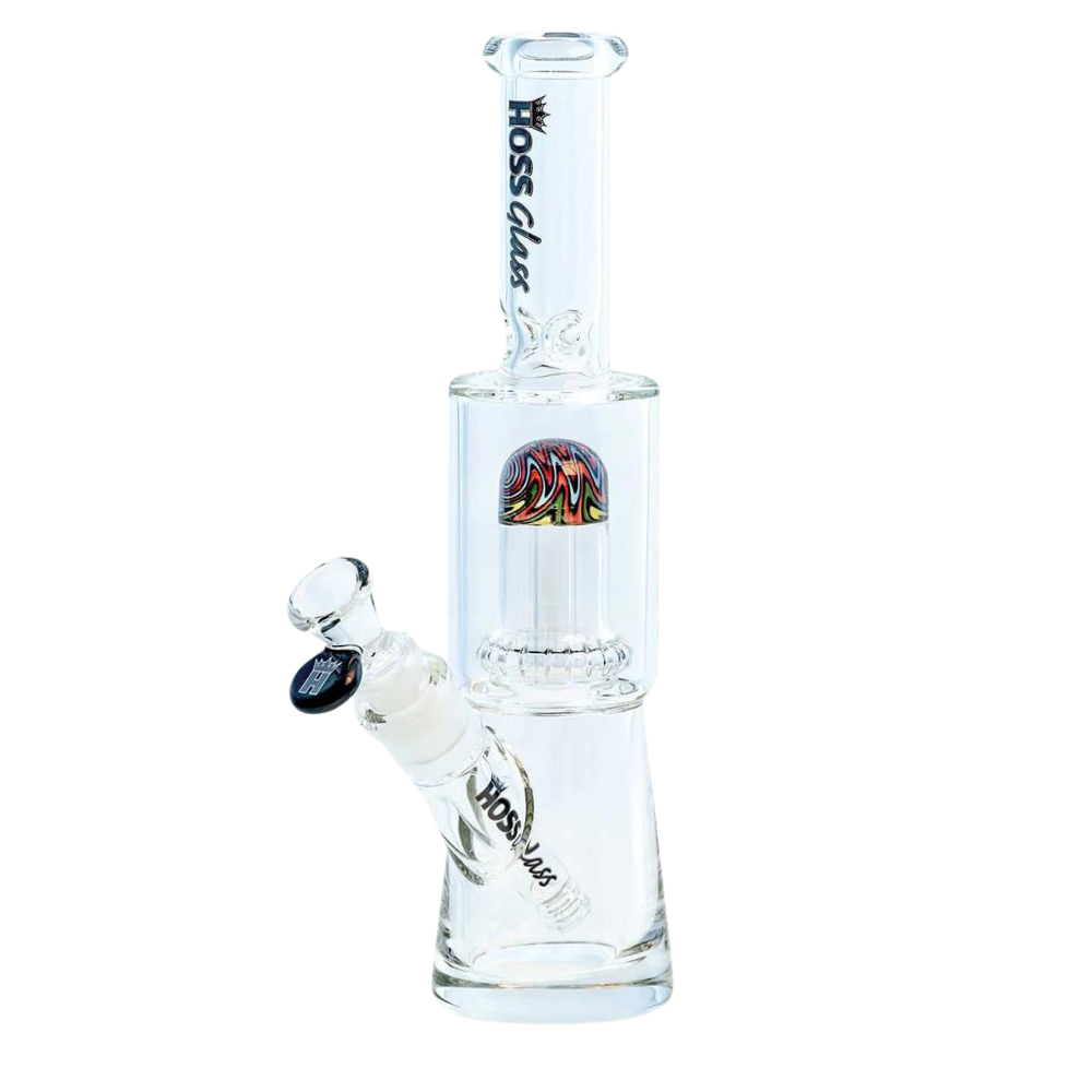 [Y307 BLACK] 10" 7mm Hoss Glass Mini Percolator w/ Color Reversal (Black)