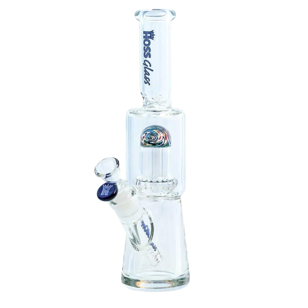 [Y307 BLUE] 10" 7mm Hoss Glass Mini Percolator w/ Color Reversal (Blue)