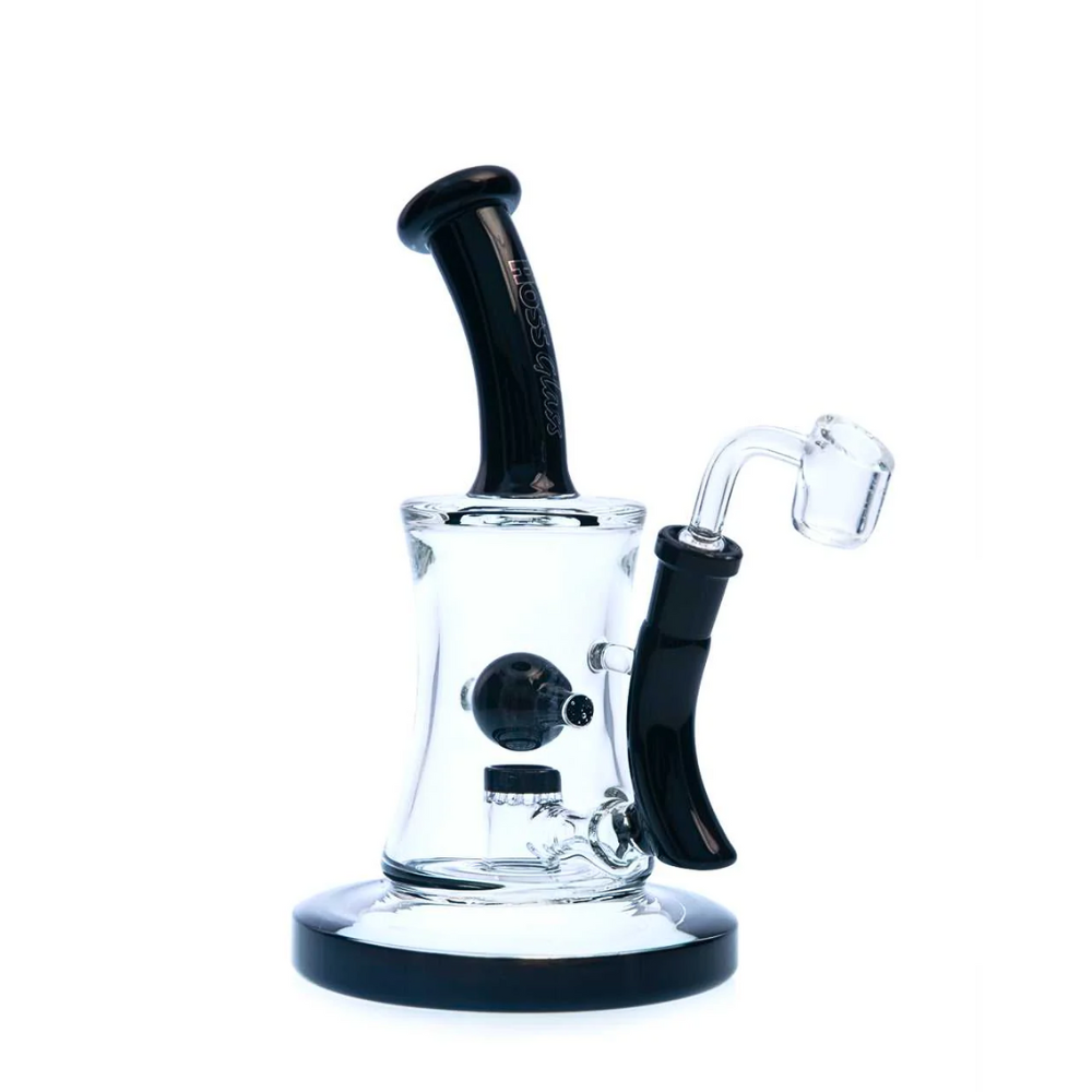 [H509 BLACK] 10" Hoss Glass Hourglass Marble Rig (Black)