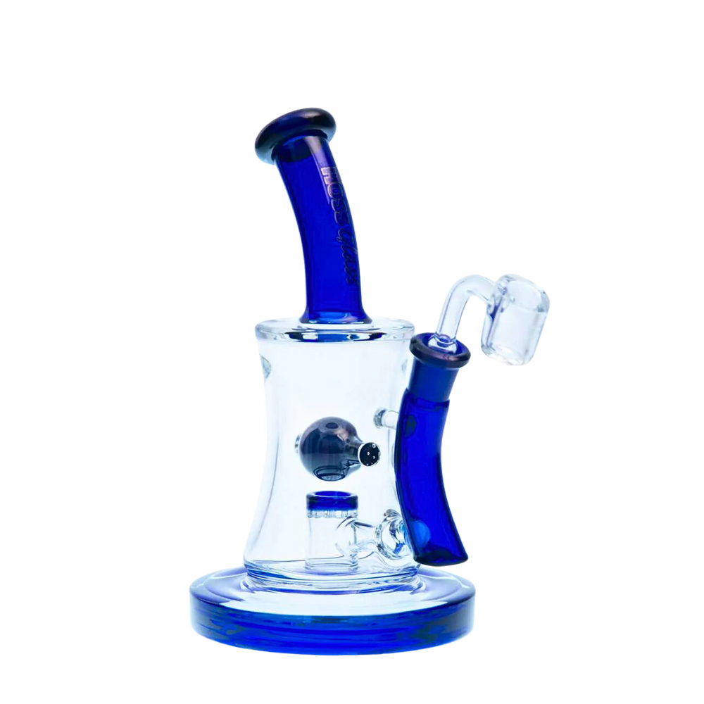 [H509 BLUE] 10" Hoss Glass Hourglass Marble Rig (Blue)