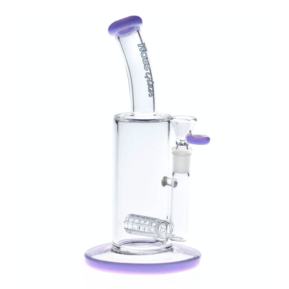 [H161 AMBER] 10" Hoss Glass Stemless Grid Bubbler (Amber)