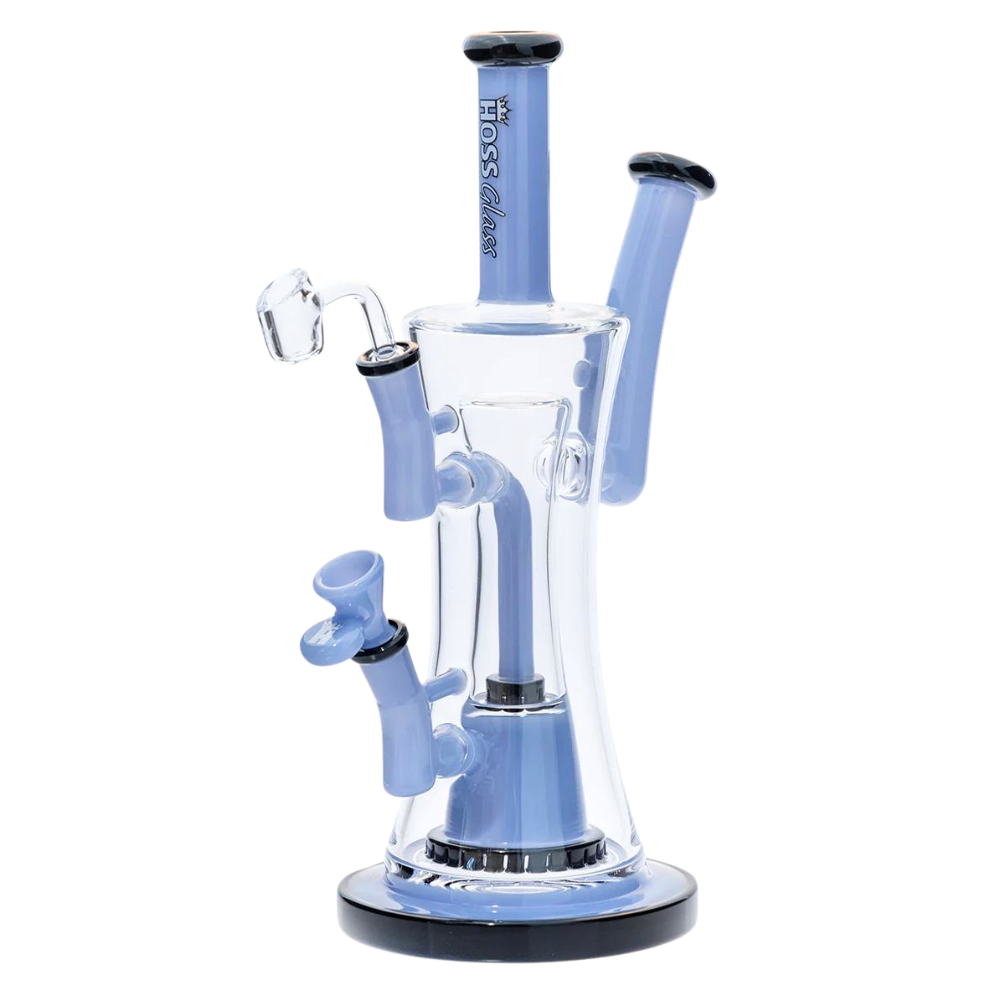 [H516 MILK BLUE] 12" Hoss Two-Tone Double Bubbler (Milk Blue)