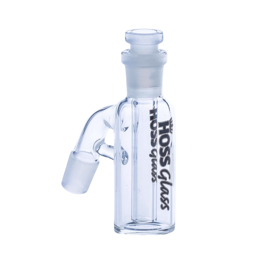 [H018-14 BLACK] 14mm Hoss Glass 45 Degree Ash Catcher w/ Removable Downstem (Black)