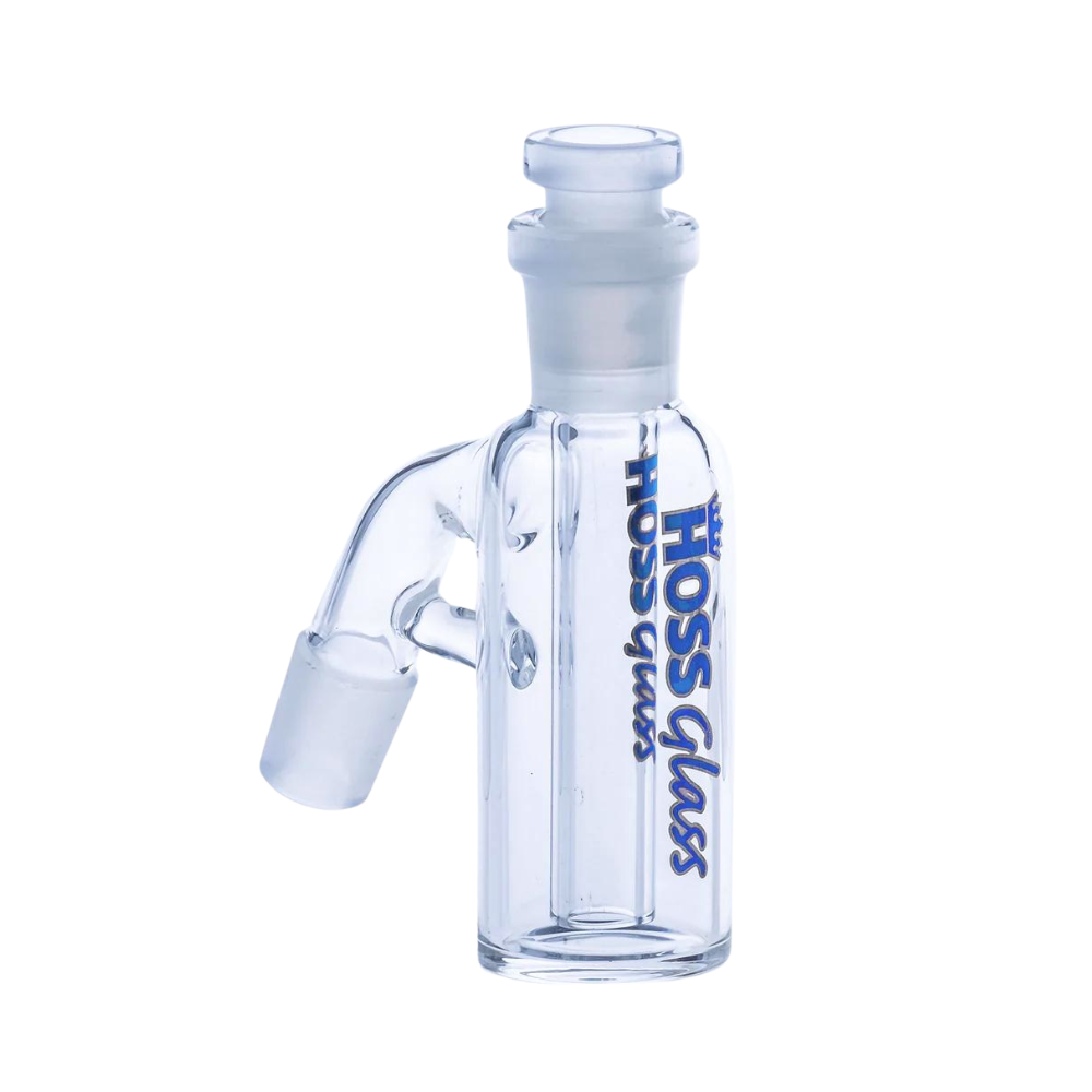 [H018-14 BLUE] 14mm Hoss Glass 45 Degree Ash Catcher w/ Removable Downstem (Blue)