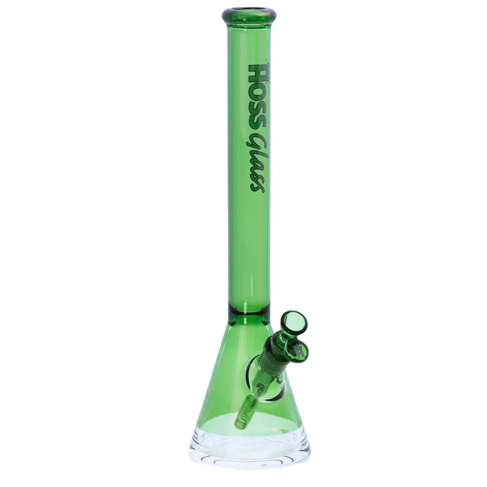 [H069 GREEN] 16" Hoss Glass Colored Beaker w/ Window Base (Green)