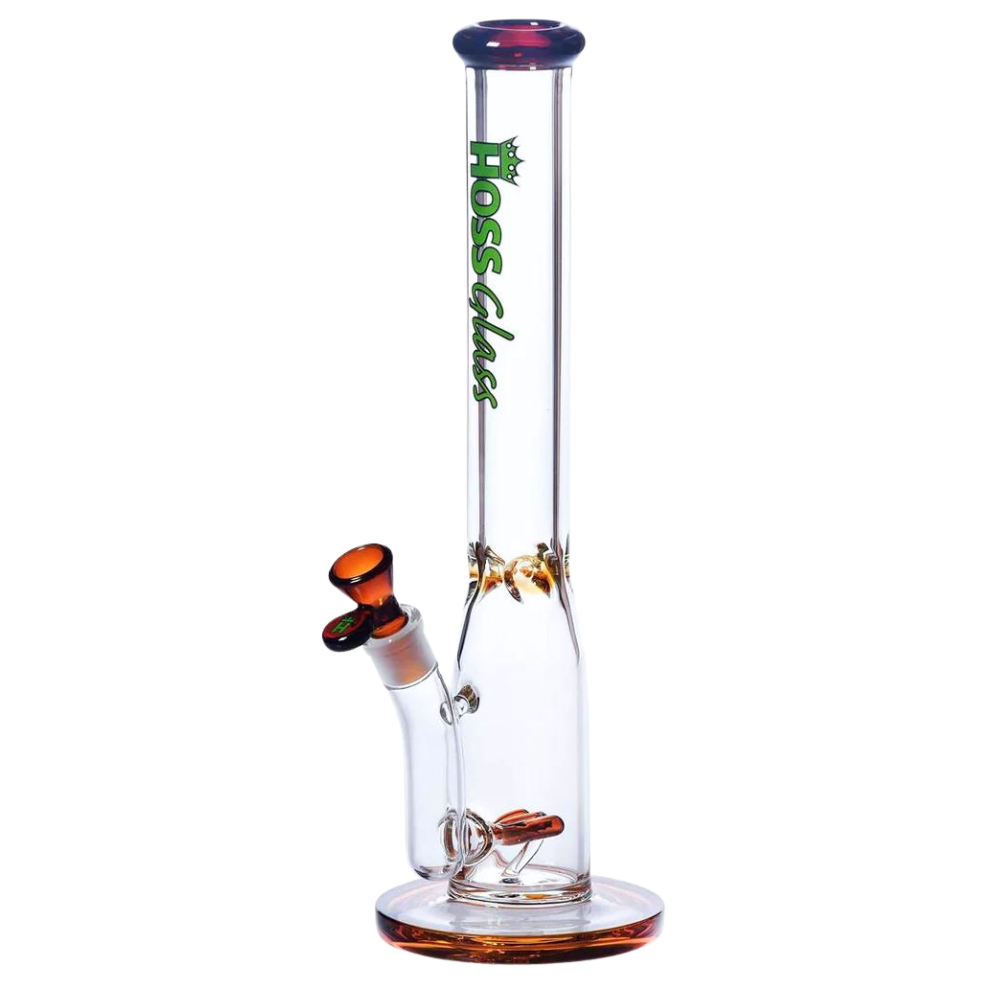 [H142B AMBER] 16" Hoss Glass Triple Inline Stemless with Colored Accents (Amber)