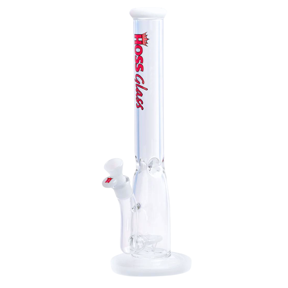 [H142B WHITE] 16" Hoss Glass Triple Inline Stemless with Colored Accents (White)
