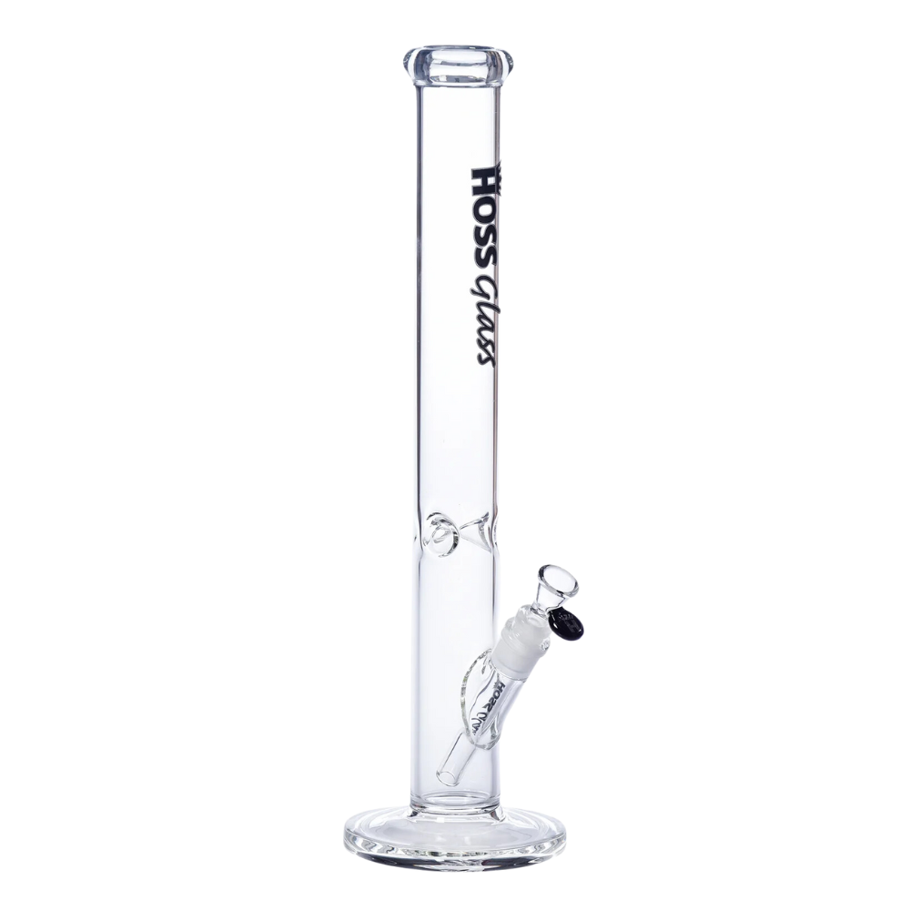 [H089 BLACK] 18" 5mm Hoss Glass Straight Tube (Black)