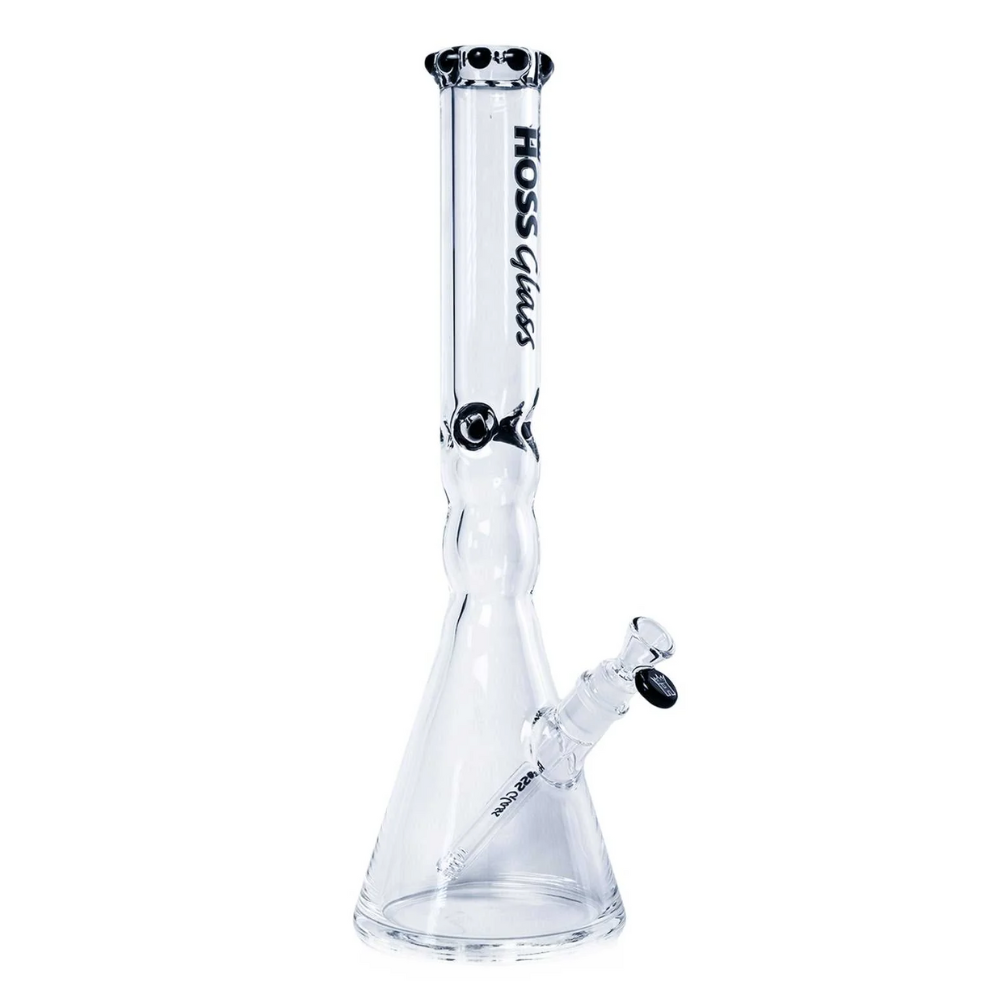 [Y042AC BLACK] 18" 7mm Hoss Glass Pinched Beaker (Black)
