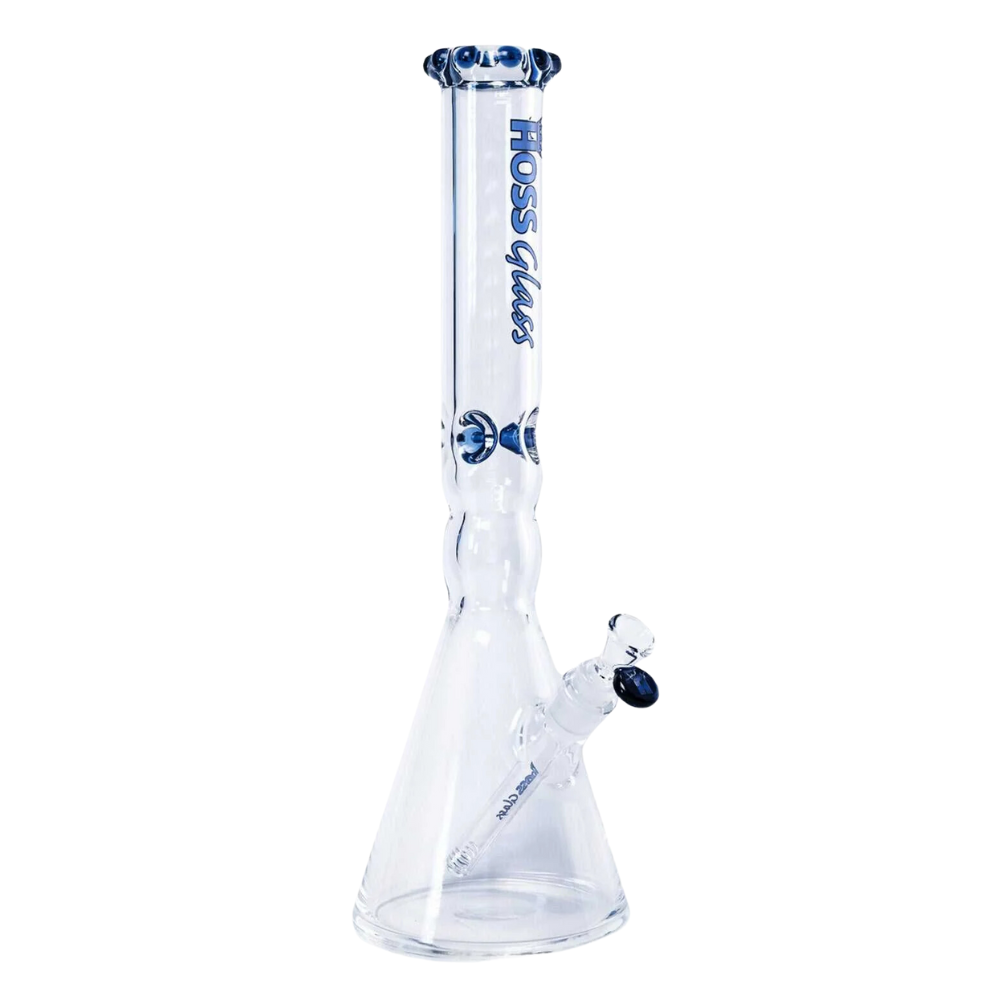 [Y042AC BLUE] 18" 7mm Hoss Glass Pinched Beaker (Blue)