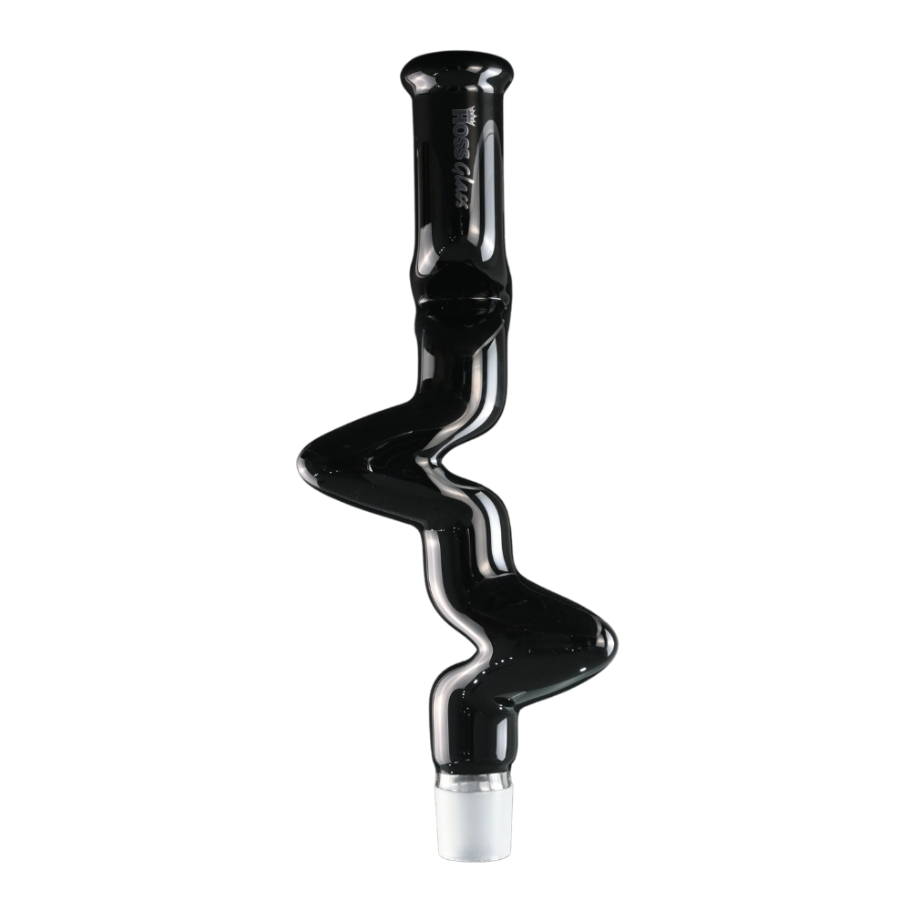 [H120C BLACK] 18" Hoss Glass Colored 3 Kink Top (Black)