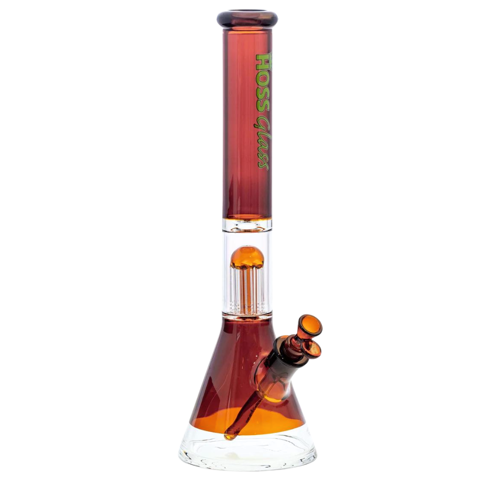 [H155C AMBER] 18" Hoss Glass Colored Beaker with 8 Arm Tree Percolator (Amber)