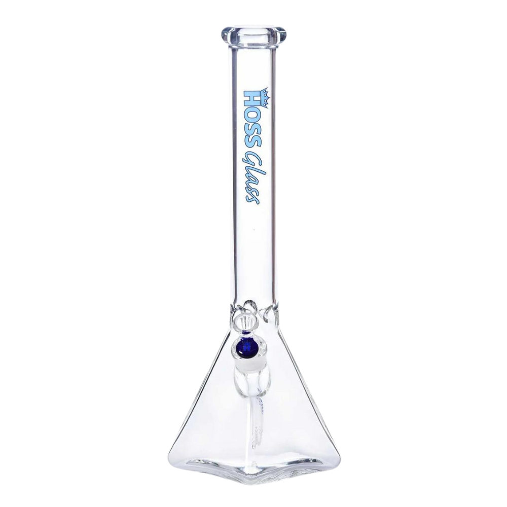 [H055 BLUE] 18" Hoss Glass Pyramid Base Beaker (Blue)