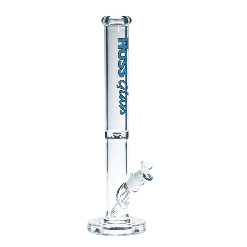 [H159 BLUE] 18" Hoss Glass Straight Tube with Embossed Base (Blue)