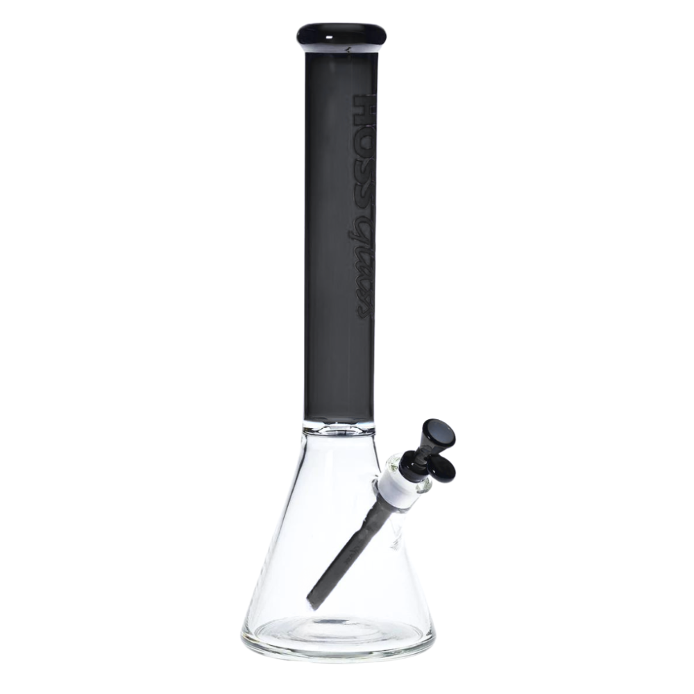 [H151 BLACK] 18" Hoss Glass Thick Beaker w/ Colored Top (Black)