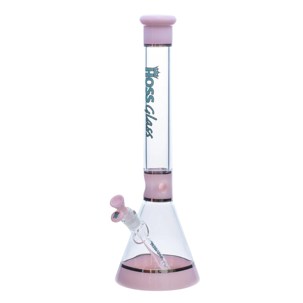 18" Hoss Glass Tri-Section Platinum Banded Beaker