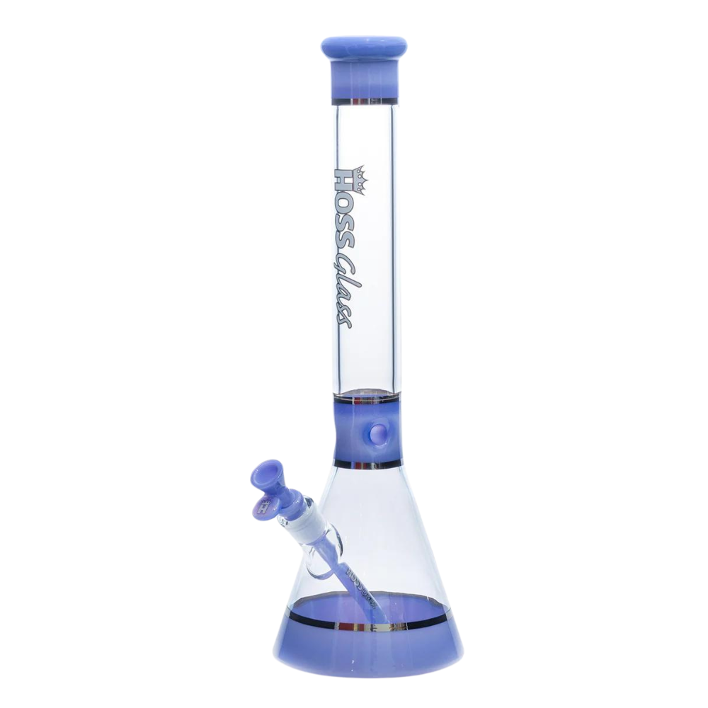 18" Hoss Glass Tri-Section Platinum Banded Beaker