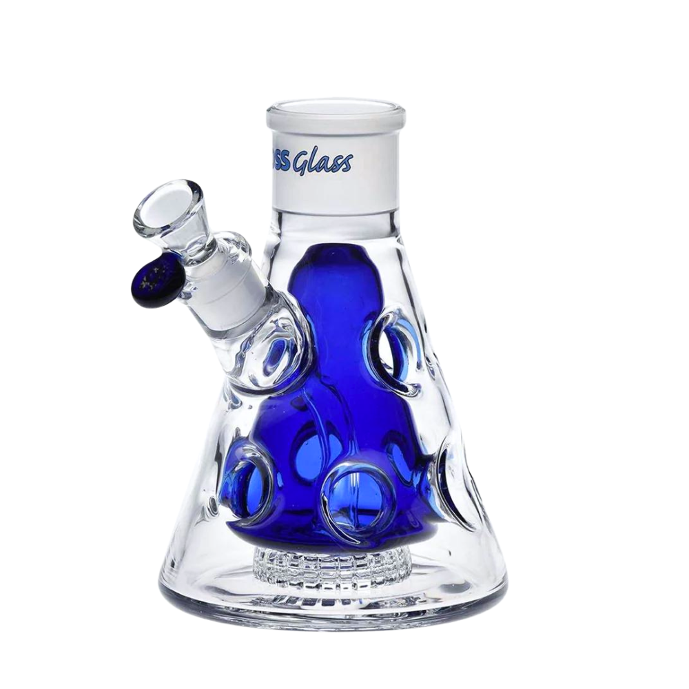 [H146 AMBER] 8" Hoss Glass Holey Beaker Base (Amber)